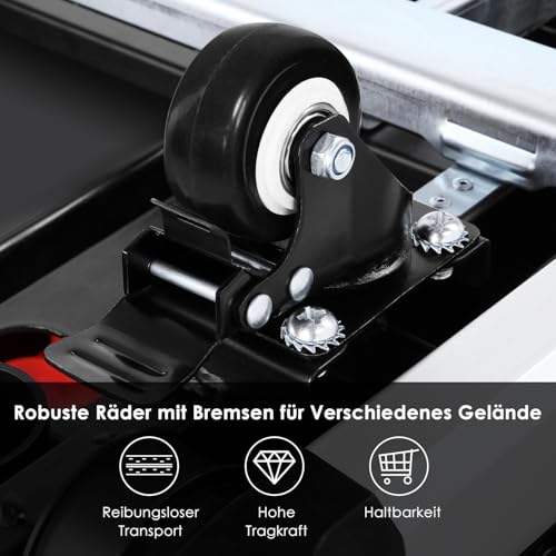 LIFERUN 7-in-1 Inklapbare Werktafel, Werkbank Inklapbaar met Geïntegreerd Stopcontact, Opvouwbare Werktafel met 4 Wielen, Spantafel met Hoekmarkering, Hoogte Verstelbaar, Steekwagen, Transportwagen - Afbeelding 3