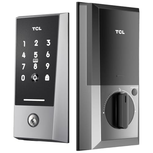TCL Wi-Fi Smart Lock D2, Keyless Entry WiFi Door Lock with Key Fob, Built-in Doorbell, Touchscreen Keypad, App Remote Control, Easy Installation, No Bridge Required, Auto Lock (Dark Grey) - image 1