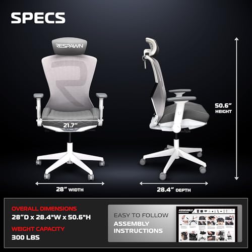 Image of RESPAWN SPIRE Ergonomic Office Chair with Lumbar Support, Mesh, Flip Arms