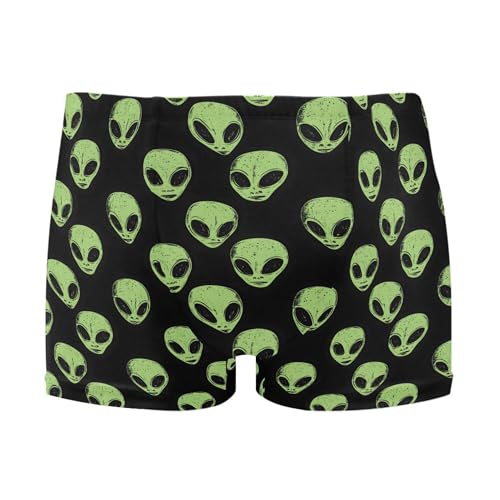 Green Aliens UFO Mens Swim Trunk Swimwear Bathing Suit Swim Brief Square Leg Board Short S B0403535