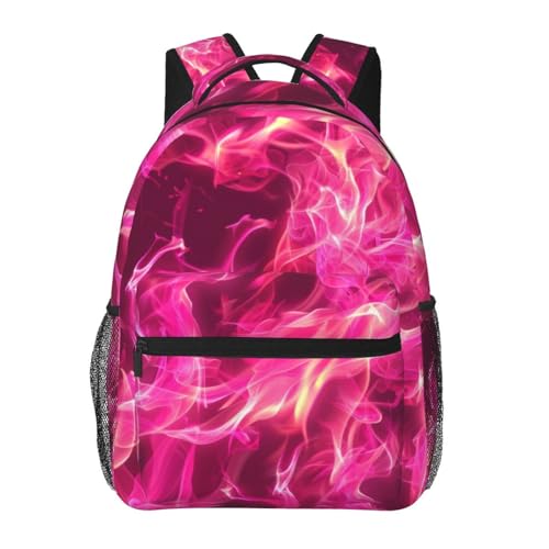 Pink Fire Flames Lightweight Backpack Travel Casual Bags for Women or Men 15.7 Inches