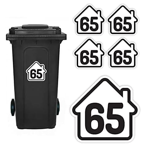 Personalised Dustbin Sticker Pack of 4 (140 x 150mm) Waterproof Multicolour Bin Sticker with House Design & Number Stickers Limited #PBN09 Cover