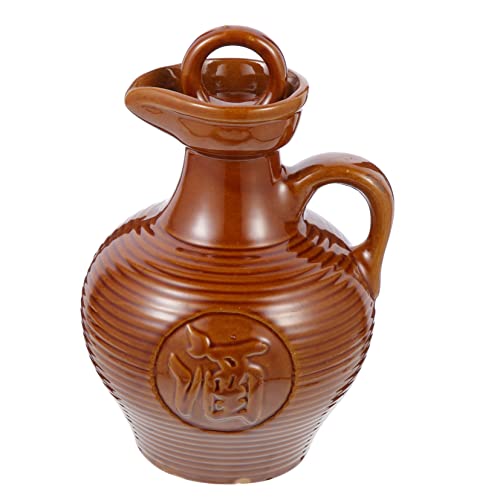 LALADEFIEE Cruche Céramique pour Vin Pot à Boisson Résistant Haute Température Décor Maison et Restaurant Pot à Vin Portable Terre Cuite Vintage
