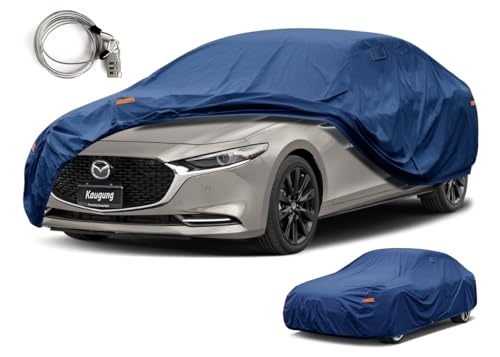 Image of Kaugung Heavy Duty Car Cover Custom Fit Mazda 3 Sedan (2003-2024), Waterproof All Weather Resistant Outdoor Sun Rain Dust Snow Protection with Anti-Theft Lock. (USA Warehouse, Within 3-7 Days)