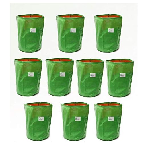 BIO BLOOMS AGRO INDIA PRIVATE LIMITED 18X18Inch Hdpe Plant Grow Bags For Terrace Gardening | Pack Of 10| Green & Orange Color| Outdoor Use|