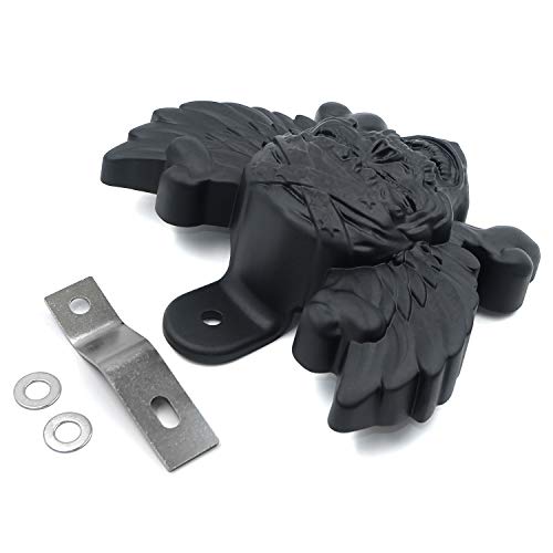 Httmt Mt246-010- Black Skull Zombie With Wing Cross Bone Horn Cover Compatible With 1992-2005 2006 2007 2008 2009 2010 2011 2012 2013 2014-2020 Harley With Side Mount"Cowbell" And All V-Rod's #TOP5