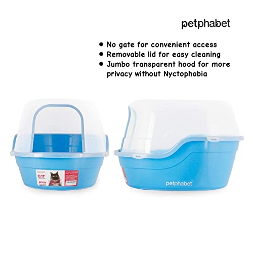 Petphabet Jumbo Hooded Cat Litter Box, Extra Large, Light Blue #TOP4