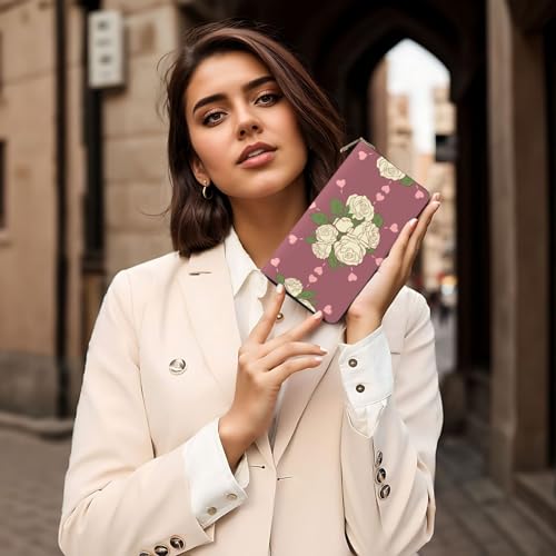 Cartera de mano moderna rosa blanca con compartimentos organizadores 7