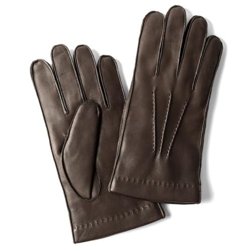 [MEROLA] メローラ 手袋 レザー グローブ U07 ブラック ブラウン ラビットファー ライニング (DARK BROWN, 7.5)