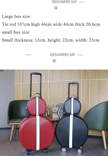 18-Inch 2-Piece Round Carry-On Suitcase with Password Lock - Trolley Luggage Set(Color:C)2