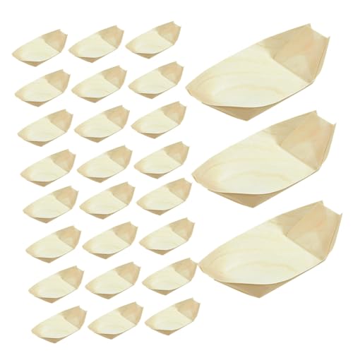 BAZEITFLOW 200 piezas Platos de Madera Forma de Barco para Sushi y Aperitivos Bandejas Desechables para Fiestas y Catering Diseño Japonés Auténtico Elegante