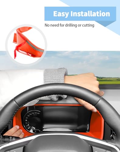 Image of Voodonala Center Console Dashboard Panel Cover Trim Compatible with Ford Bronco Accessories 2021 2022 2023 2024, Orange