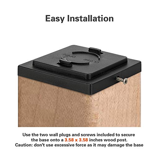 Solar Post Cap Lights Outdoor- 4 Pack LED Fence Post Lights for Wooden Posts Warm White Waterproof for Deck, Patio or Garden Decoration (Black)