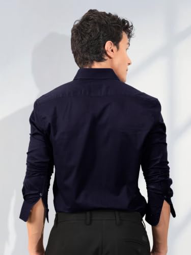 Image of Pinkmint Men's Solid Shirt | Soft Cotton Blend | Formal Shirt | Plain | Full Sleeve - Regular Fit (Available in Plus Size and Pack of 3)