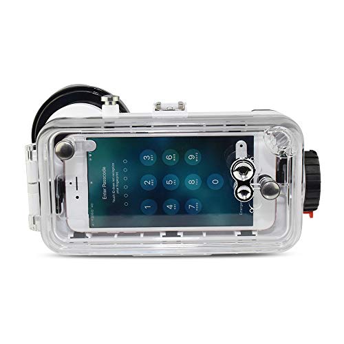 MEIKON Waterproof Case for iPhone 7 Plus/iPhone 8 Plus IPX8 195FT/60M ORing Seal with Angle Lens and Two Filters White