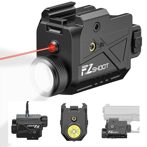 EZshoot 800 Lumens Laser Light Combo for Pistol Rechargeable Pistol Flashlight with Slidable Rail Compatible with Glock and Picatinny Rail Gun Light with Red Laser Beam