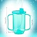 Sliner 2 Pcs Adult Sippy Cups for Elderly, 12 oz Plastic Spill Proof Cups with 2 Handles Straw and Lid for Adults Hospital Disabled Dysphagia Patients (Blue)
