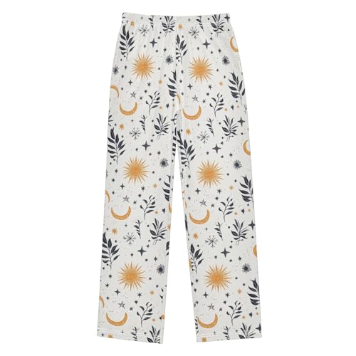 Pajama Pants Sun Moon Boho Leaves PJ Bottoms Sleepwear Lounge Sleep Pant with Pockets