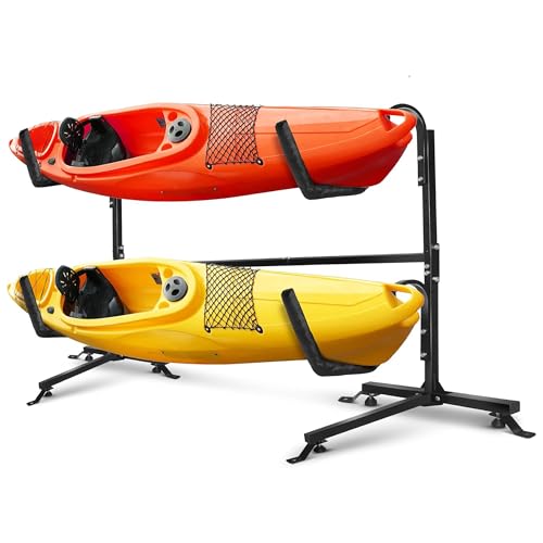 Supporto per kayak doppio autoportante da 79,4 kg per garage, supporto resistente in acciaio per kayak e tavola da surf