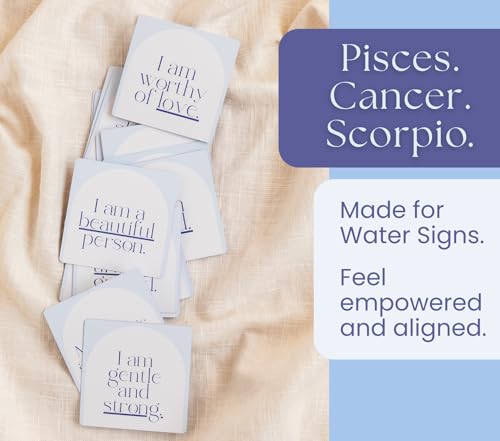 THE MINDFUL COLLECTIVE Affirmation Cards for Water Signs - Gifts for Scorpio, Pisces, Cancer. Inspirational Card Set with 40 Daily Positive Affirmations, Spiritual Self Care, Zodiac Collection