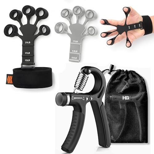 Image of Hand Grip Strengthener & Finger Exerciser Combo for Men & Women Adjustable Hand Gripper with Silicone Finger Resistance Trainer Improves Grip Strength, Finger Flexibility & Hand Endurance