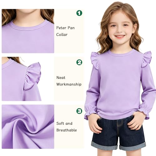 Image of LYSMuch Toddler Baby Girls Blouse Long Sleeve Ruffle Shirt Solid Top