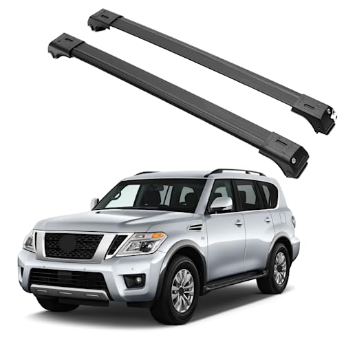 ERKUL Roof Rack Cross Bars for Nissan Armada 2017-2024 | Aluminum Crossbars with Anti Theft Lock for Rooftop | Compatible with Raised Rails - Black