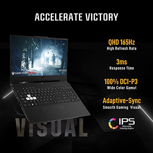 Image of ASUS TUF Dash F15 (2022), 15.6-inch (39.62 cm) WQHD 165Hz /3ms, Intel Core i7-12650H 12th Gen, 6GB RTX 3060 Graphics, Gaming Laptop (16GB /1TB SSD /Windows 11 /Office 2021 /Black /2 Kg), FX517ZM-HQ042WS