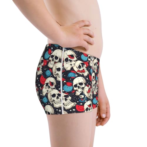 Boys' Cotton Boxer Brief Soft Underwear-Rock Record Skull Artist2