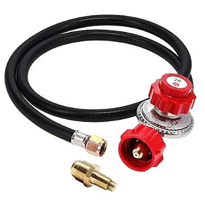GASONE Propane Regulator - With Propane Brass Orifice 4 ft High Pressure Propane 0-20 PSI Adjustable Propane Regulator with hose QCC-1 type - Works With any U.S. Propane Tanks Red