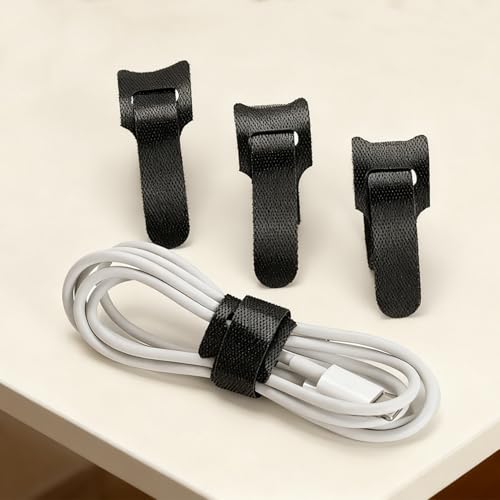 120 unidades de abrazaderas reutilizables de gancho y bucle de 6 pulgadas, correas organizadoras de cables negras para gestión de cables bajo el escritorio, PC y oficina en casa miniatura 6