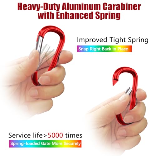 Image of sprookber 4 inch & 5 inch Extra Large Aluminum Carabiner D Ring, Caribeener Clips, Spring Snap Hook for Keychain Clip, Set of 4