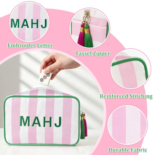 Bolsa para fichas Mahjong con diseño rosa y cremallera miniatura 3