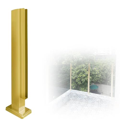 Heavy Duty Stainless Steel Balustrade Post, No-Punch Glass Railing Column for Stairs with Slots &amp; Base, 24 32 36 40 48 in High Vitreous Railing Post(A-Edge,Height 40in/100cm)