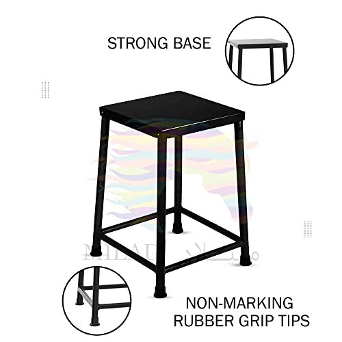 Image of MILAD SAIFIX Sitting Stool for Indoor Or Outdoor | Metal Lightweight | Office & Home | Kitchen & Garden | Heavy Duty | Table (30 L x 30 W x 50 H CM's, Black Color)