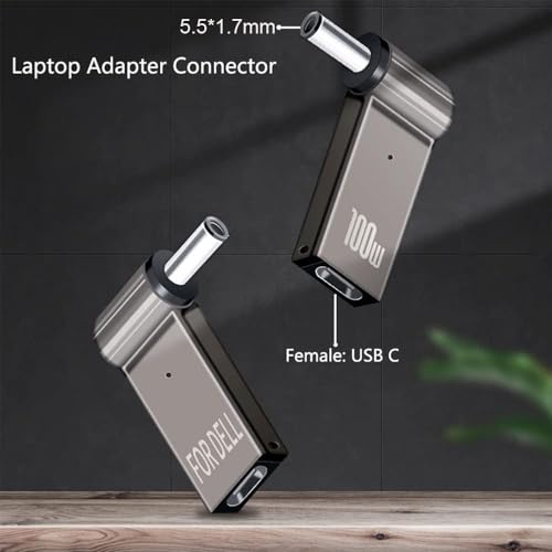 Image of Tobo USB C to DC Adapter, USB C Female to Male DC 5.5 x 1.7mm Barrel Jack Plug Converter, 100W 5A PD Portable Power Charger Connector for HP Laptop TD-1260CC