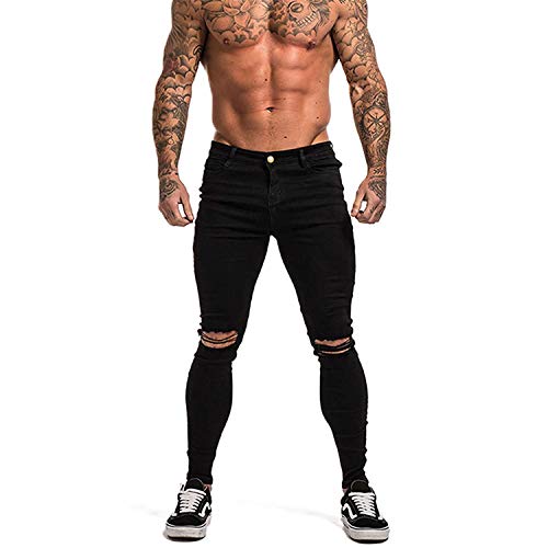 Andongnywell Men's Fashion Slim Fit Ripped Denim Pants Stretch Distressed Destroyed Skinny Jeans Trousers2