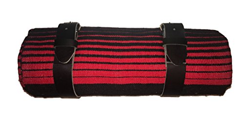 border town industries Red & Black Serape Bed Roll with Leather Strap