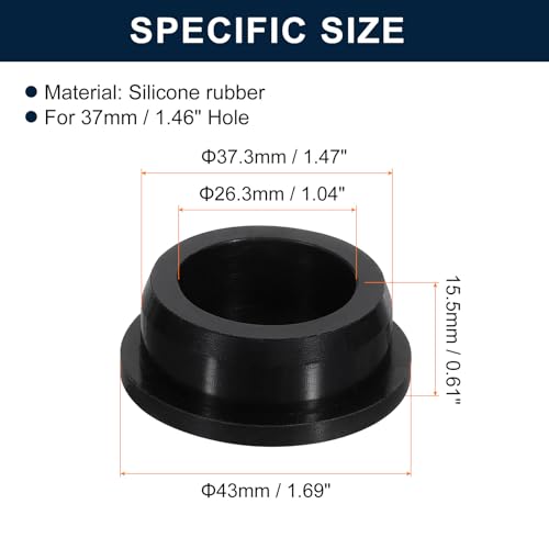 Image of uxcell 2 Pcs Black Plug Holes, Waterproof Rubber Button Plug for 37mm / 1.46 inch Hole