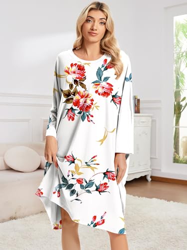 Image of CRIPOM Plus Size Moo Moos for Women Oversized Sleep Shirts for Women Oversized Nightgown with Pocket Fit S-5XL