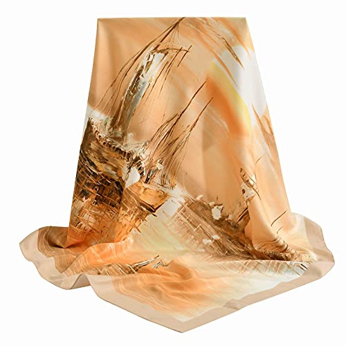 vimate Pure Silk Scarf, Womens 35 Inch Square 100% Twill Silk Head Scarf for Hair with Gift Box package (Pattern 34)