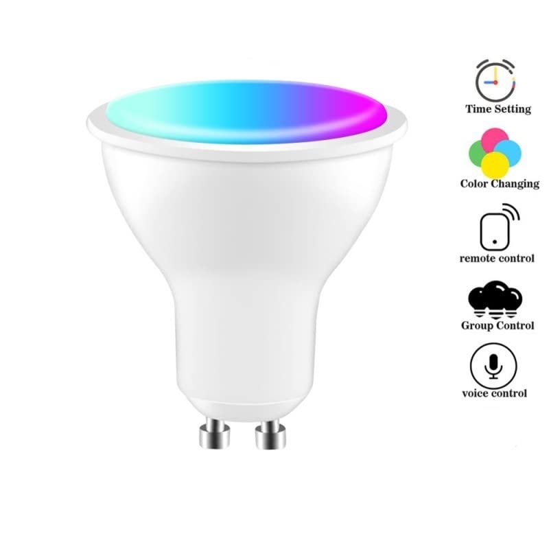 Jiaxu Lighting 2 0pcs AC85-265V WiFi Smart GU10 LED Bombilla de luz Spotlight Smart Life Aplicación 4w rgbcw Trabajo de Control de Voz con a.Lexa goo.gle a casa Bombillas para el hogar