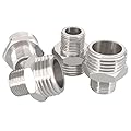 Fitvell Nickel Plated Brass G 1/2 male to 3/8 Male Compression Reducer Faucet Adapter Hose Fitting Water Supply Line Adapter for RV Kitchen Plumbing Pipe Connector 4PCS