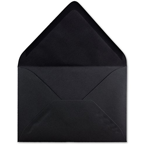 50 DIN C6 Briefumschläge Schwarz - 11,4 x 16,2 cm - 120 g/m² Nassklebung Brief-Hüllen ohne Fenster für Einladungen von Ihrem Glüxx-Agent Cover