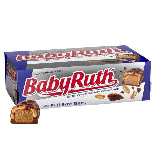 Baby Ruth, Chocolatey, Peanut, Caramel, Nougat, Full Size Individually Wrapped Candy Bars, 1.9 oz...
