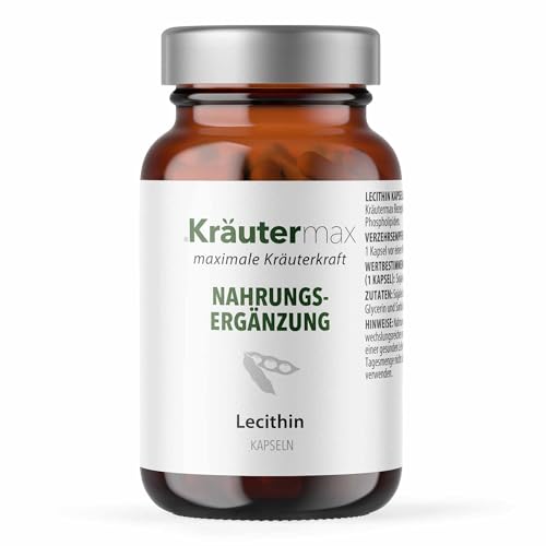 Kräutermax Lecithin Kapseln, Soja Lecithin Pulver, Pures Sojalecithin Nahrungsergänzung, Gentechnikfreie Rohstoffe, 40 Stück