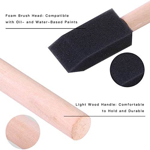 Image of Mister Rui 1 Inch Foam Paint Brushes, 12 Pack - High Density Poly Sponge Brushes for Painting, Mod Podge, Decoupage, Crafts & Cleaning