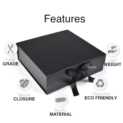 Image of RBS- LARGE Gift Boxes (34 x 33 x 10cm) Gift Boxes for Packaging (1 Pack) Hamper Boxes for Gift Holds Upto 10 kg Gift Packing Box for Gifting Hamper Box (Large Black)