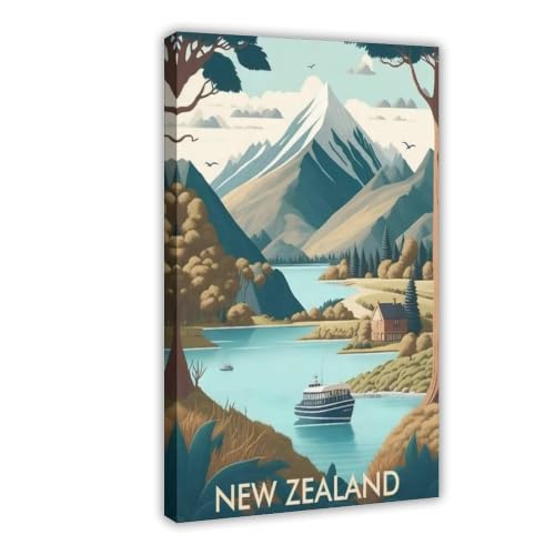 Poster de voyage Nouvelle-Zélande rétro déco salon 50x75 cm