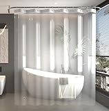 Poposa Shower Curtain Liner Clear, PEVA Waterproof Shower Curtain with Rust-Proof Grommets for Bathroom, 54x72
